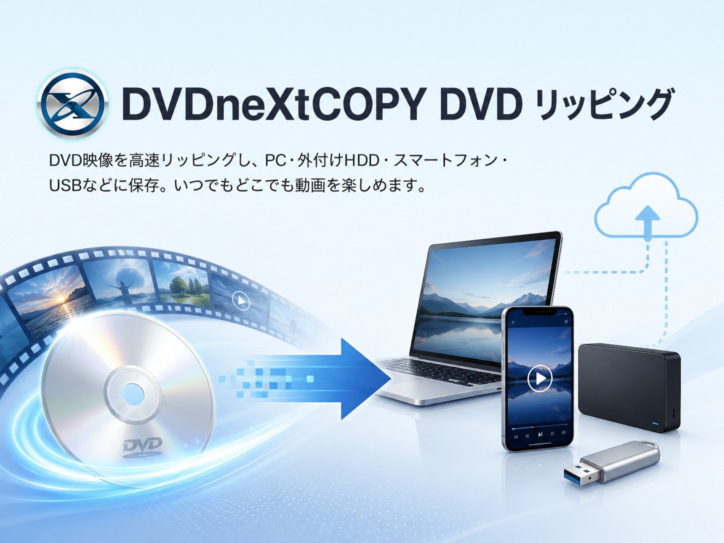 DVDneXtCOPY DVD リッピングでDVDをPCやUSBに保存するイメージ