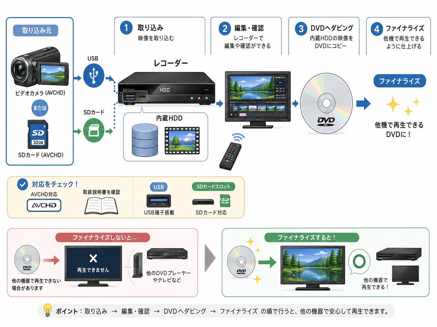 DVDレコーダーのUSB・SDカード取り込みを使う
